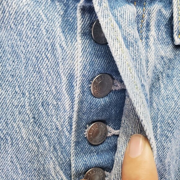 Levis Jeans Womens 24 Blue 501 Premium Big E Straight Ankle Stretch Denim - Picture 7 of 16